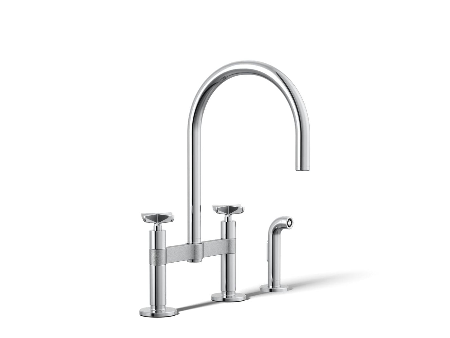 KOHLER Billet™ Two-hole bridge kitchen sink faucet with side sprayer
