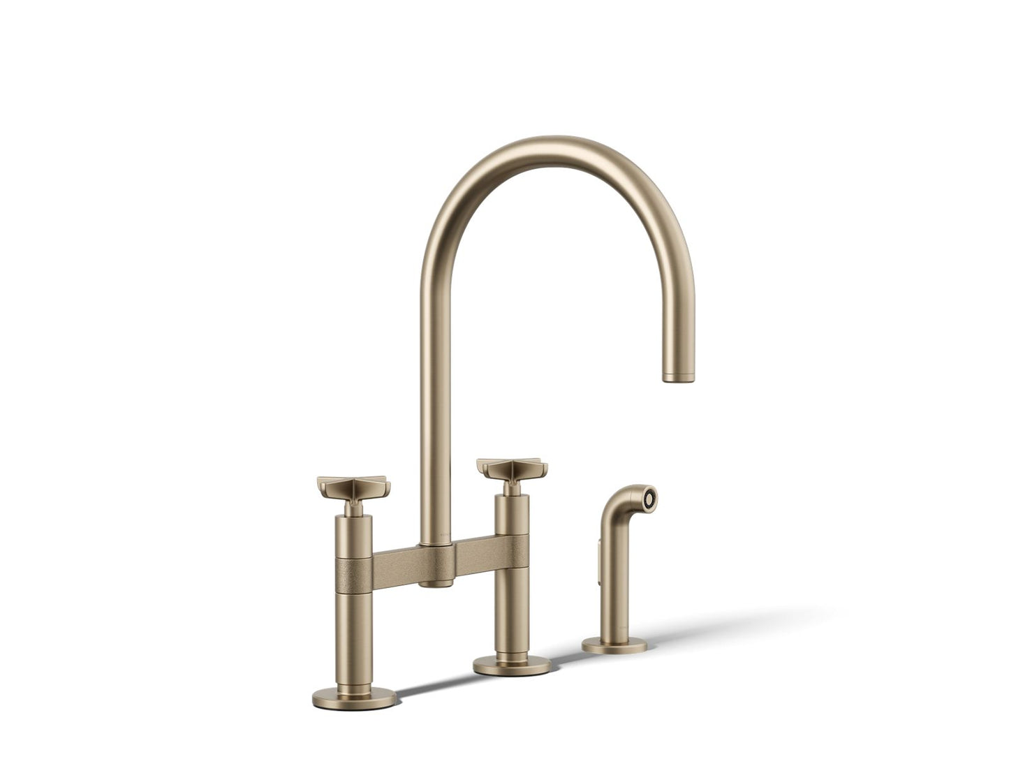KOHLER Billet™ Two-hole bridge kitchen sink faucet with side sprayer