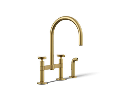 KOHLER Billet™ Two-hole bridge kitchen sink faucet with side sprayer