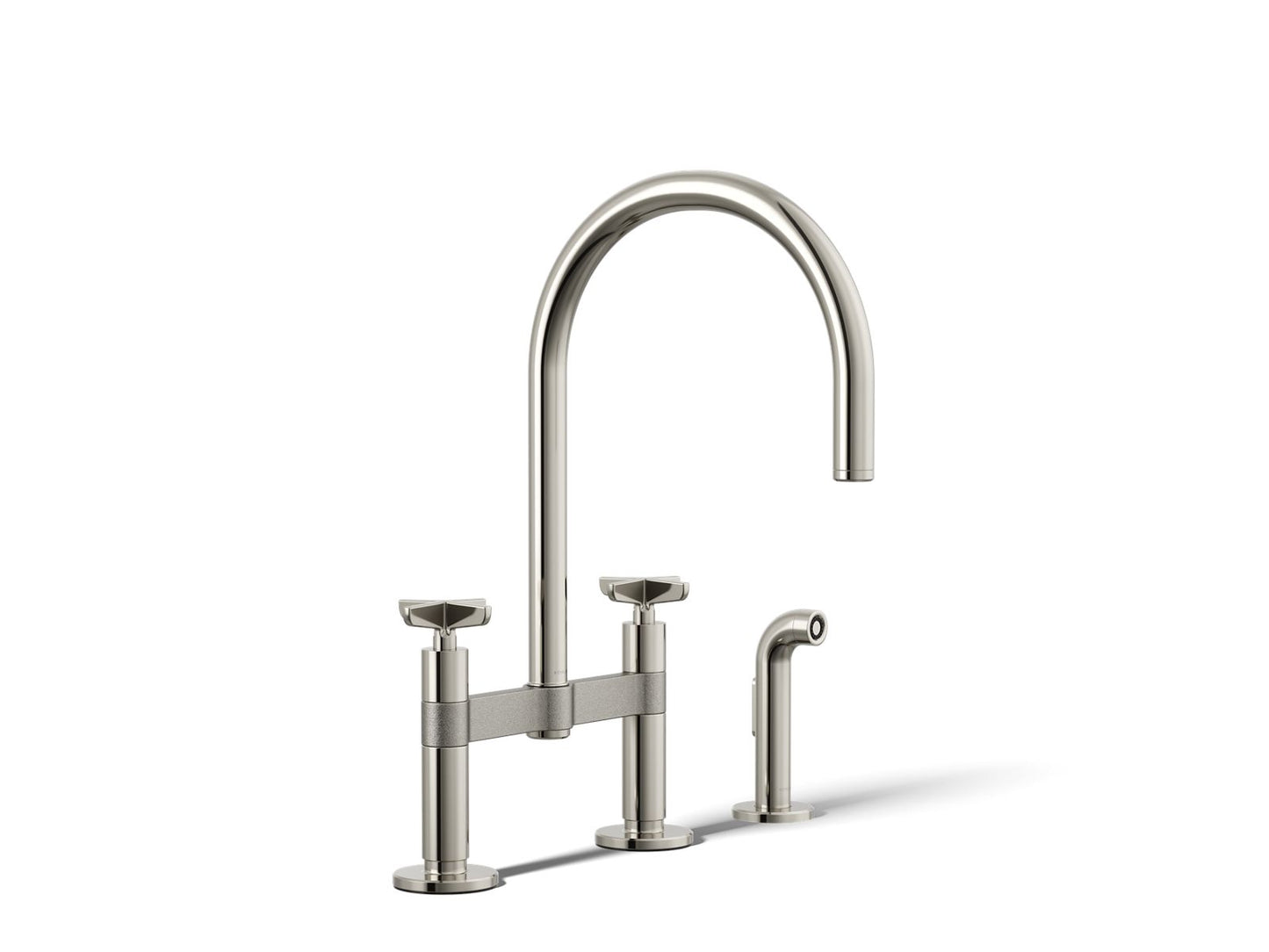 KOHLER Billet™ Two-hole bridge kitchen sink faucet with side sprayer