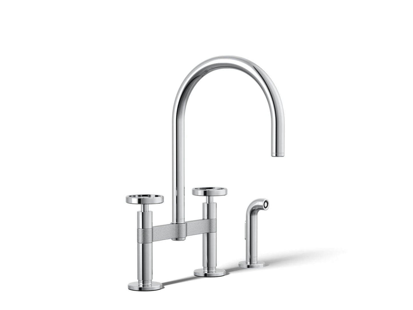 KOHLER Billet™ Two-hole bridge kitchen sink faucet with side sprayer