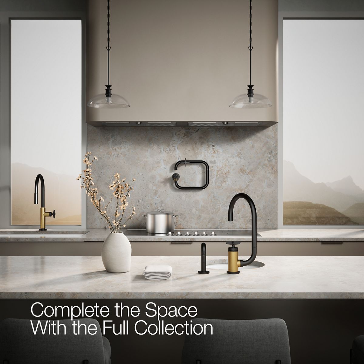 KOHLER Billet™ Single-handle bar sink faucet with two-function extended-reach spout and side sprayer