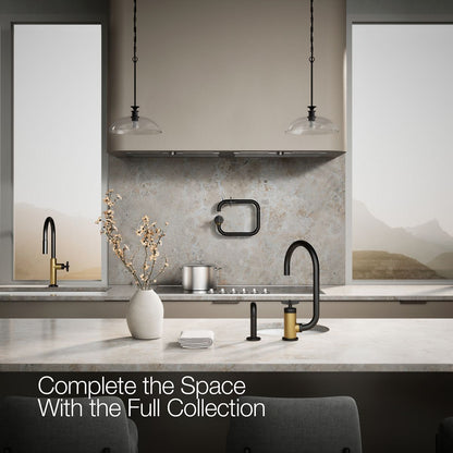 KOHLER Billet™ Single-handle bar sink faucet with two-function extended-reach spout and side sprayer