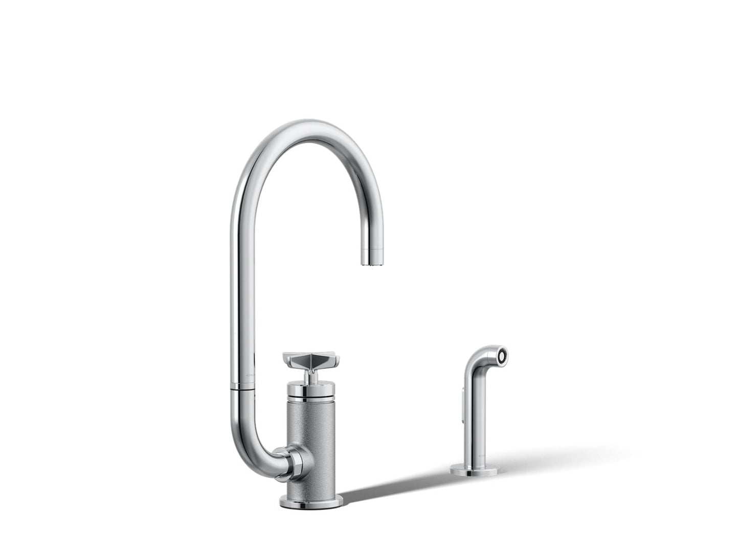 KOHLER Billet™ Single-handle bar sink faucet with two-function extended-reach spout and side sprayer