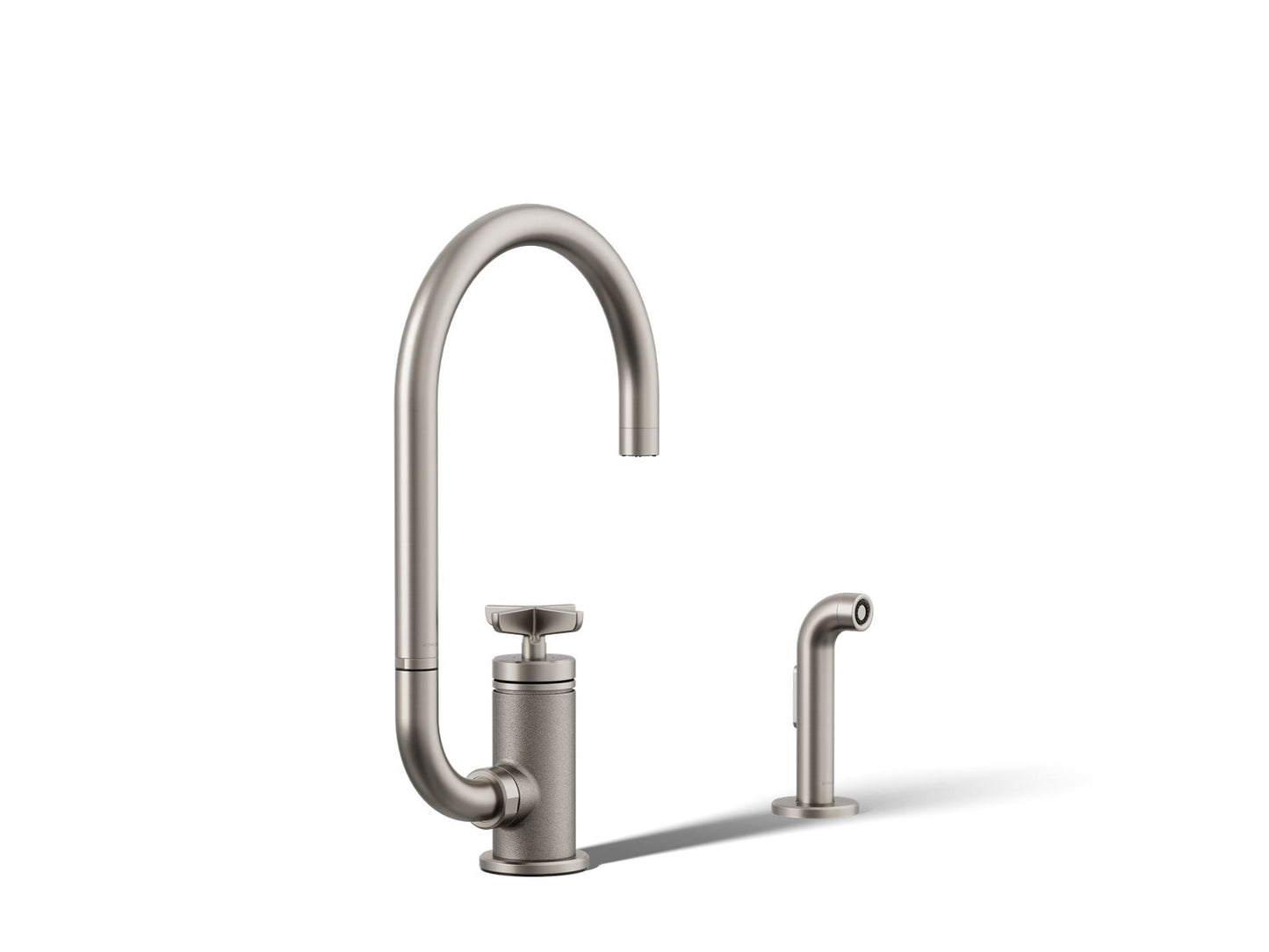 KOHLER Billet™ Single-handle bar sink faucet with two-function extended-reach spout and side sprayer