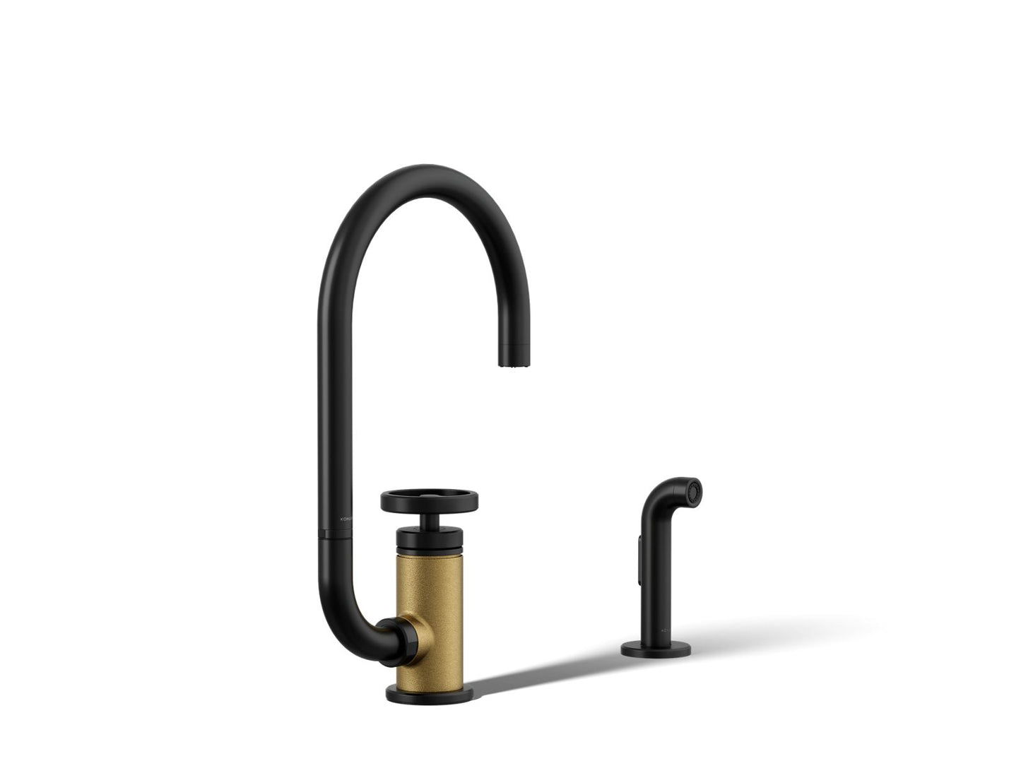 KOHLER Billet™ Single-handle bar sink faucet with two-function extended-reach spout and side sprayer