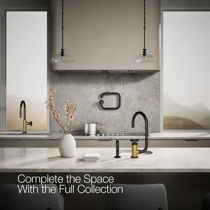 KOHLER Billet™ Single-handle bar sink faucet with two-function extended-reach spout and side sprayer