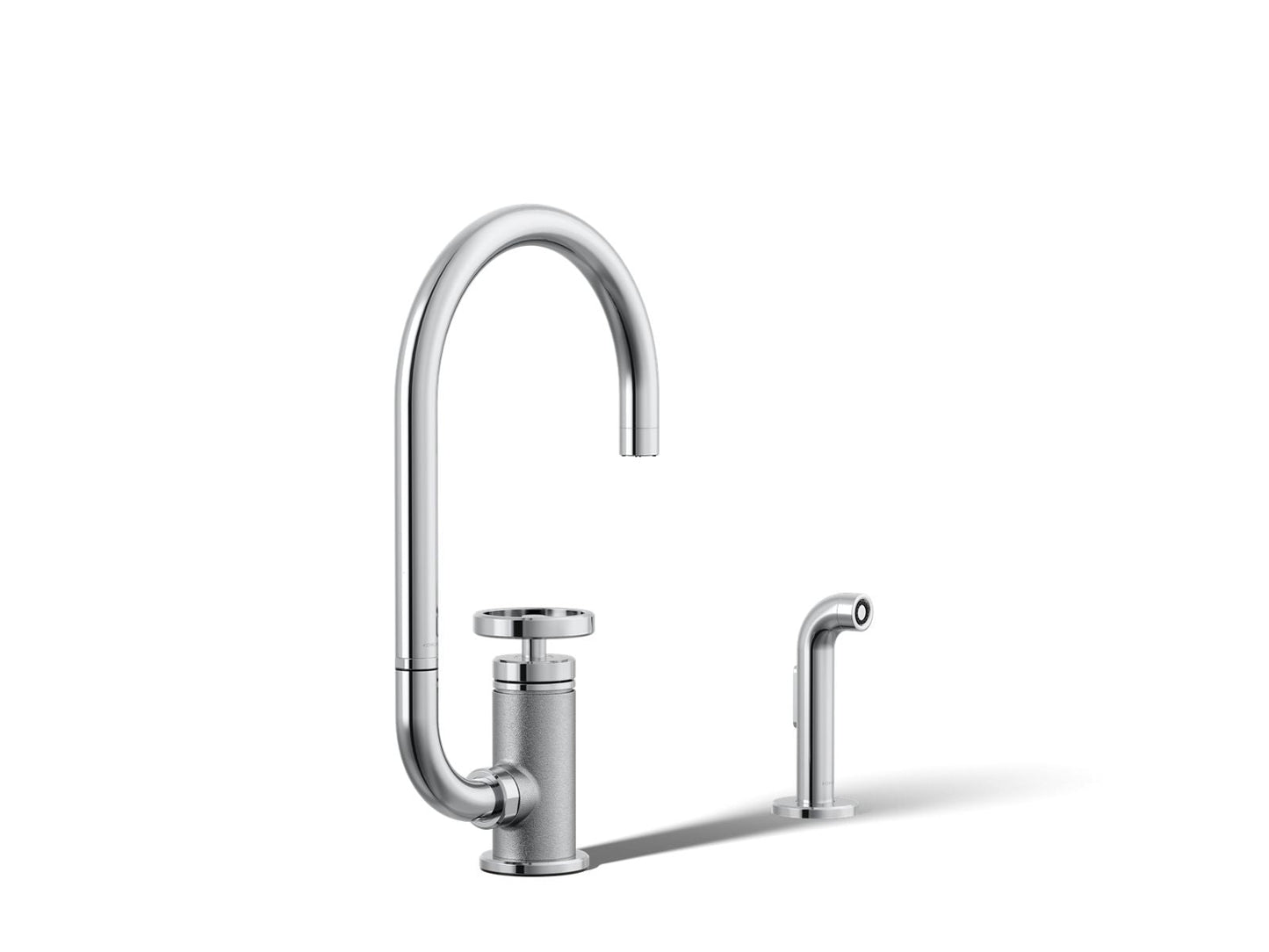 KOHLER Billet™ Single-handle bar sink faucet with two-function extended-reach spout and side sprayer
