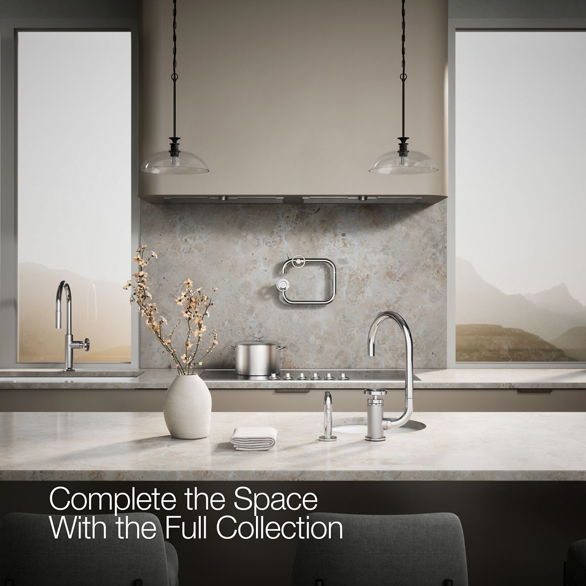 KOHLER Billet™ Single-handle bar sink faucet with two-function extended-reach spout and side sprayer