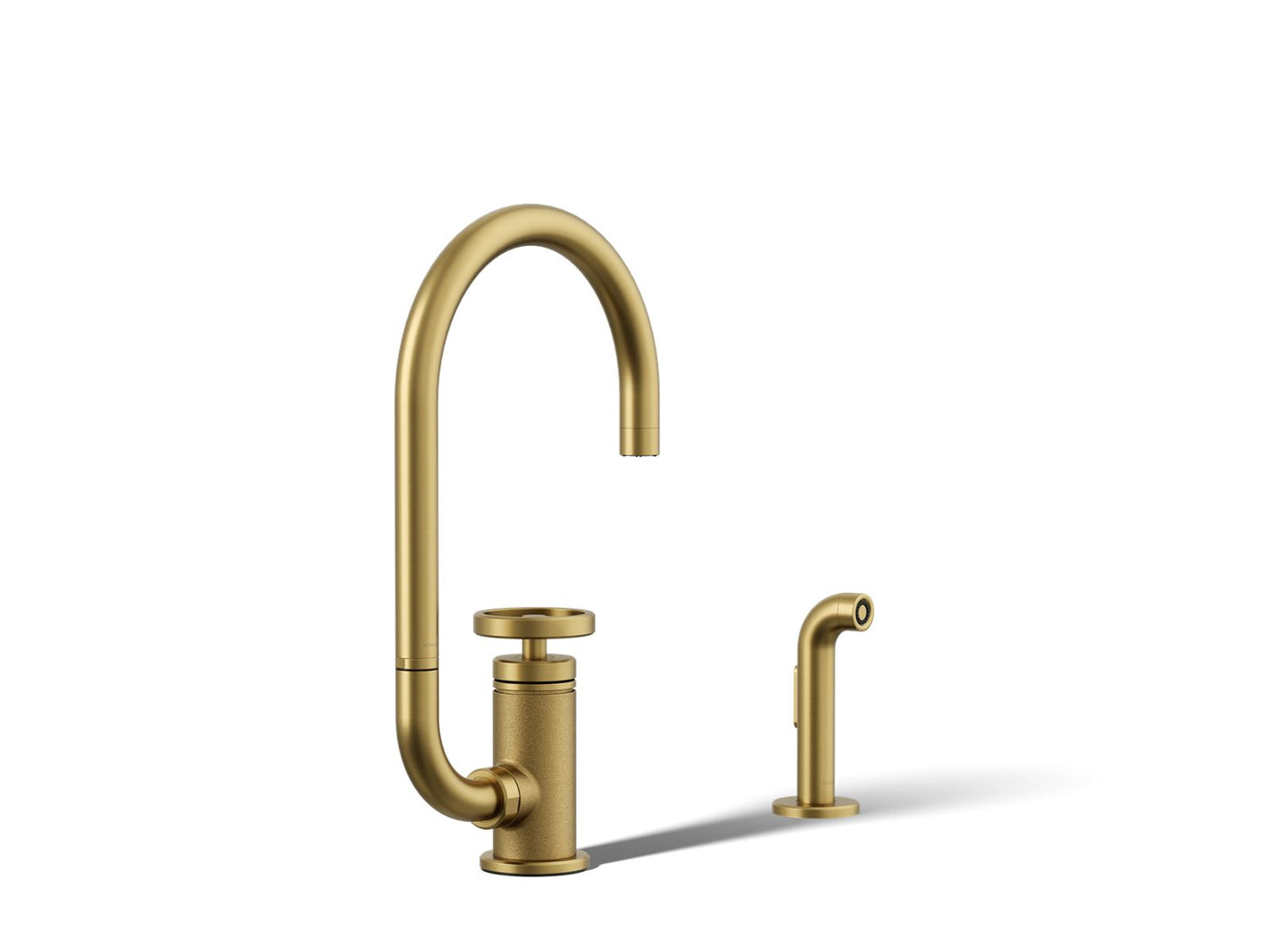 KOHLER Billet™ Single-handle bar sink faucet with two-function extended-reach spout and side sprayer