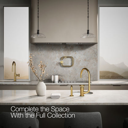 KOHLER Billet™ Single-handle bar sink faucet with two-function extended-reach spout and side sprayer