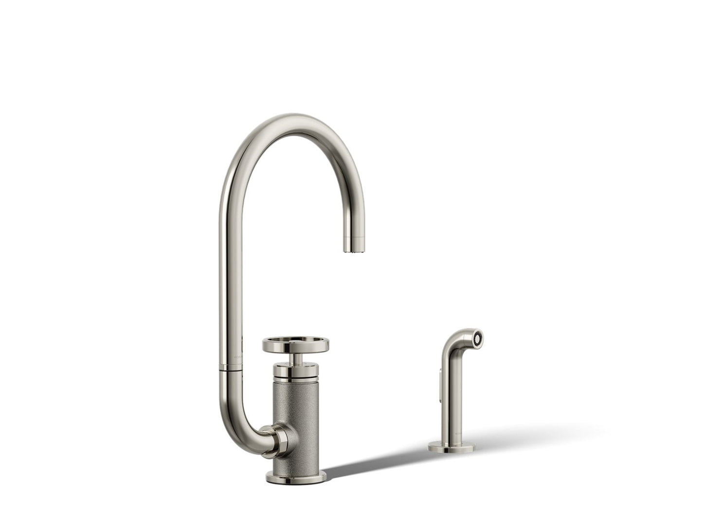 KOHLER Billet™ Single-handle bar sink faucet with two-function extended-reach spout and side sprayer