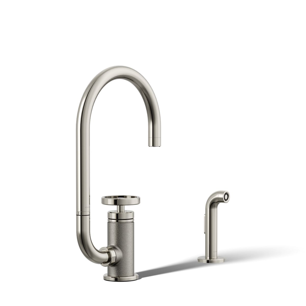 KOHLER Billet™ Single-handle bar sink faucet with two-function extended-reach spout and side sprayer