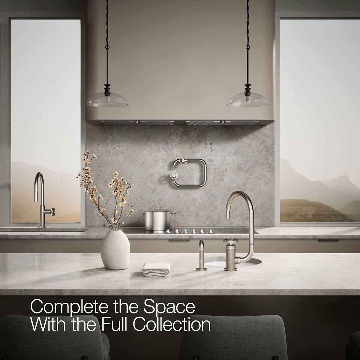 KOHLER Billet™ Single-handle bar sink faucet with two-function extended-reach spout and side sprayer