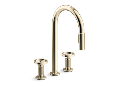 KOHLER K-28677-9RT2 Billet Touchless pull-down kitchen sink faucet with two-function sprayhead, vibrant french gold
