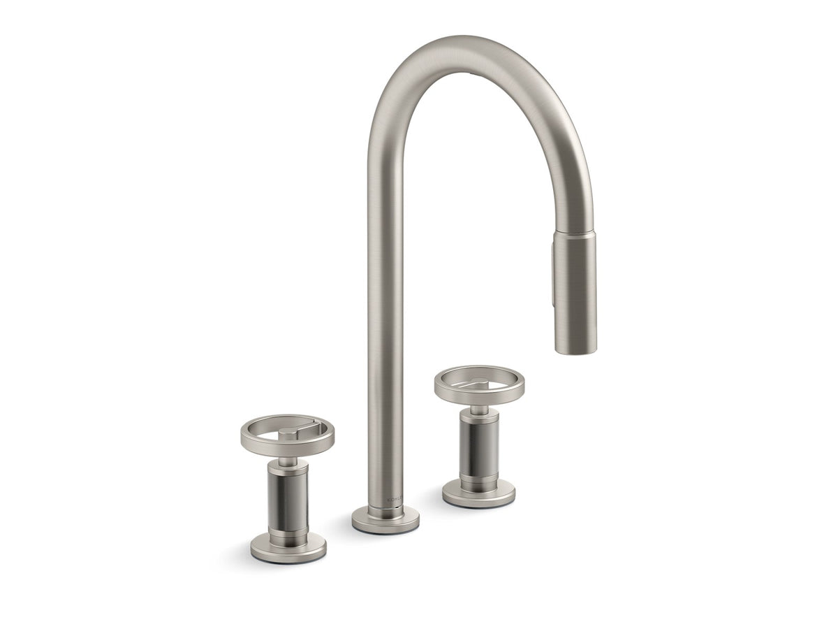 KOHLER K-28677-9RT2 Billet Touchless pull-down kitchen sink faucet with two-function sprayhead, vibrant stainless