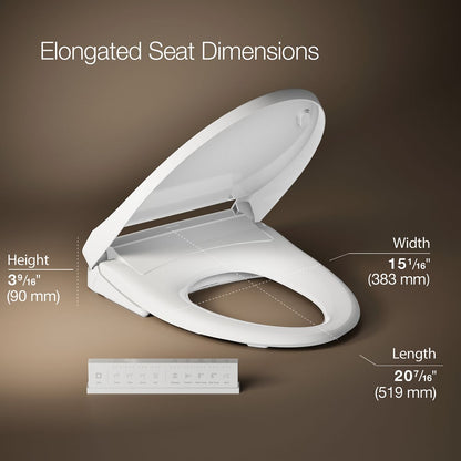 KOHLER K-28821 PureWash E930 Elongated bidet toilet seat with remote control