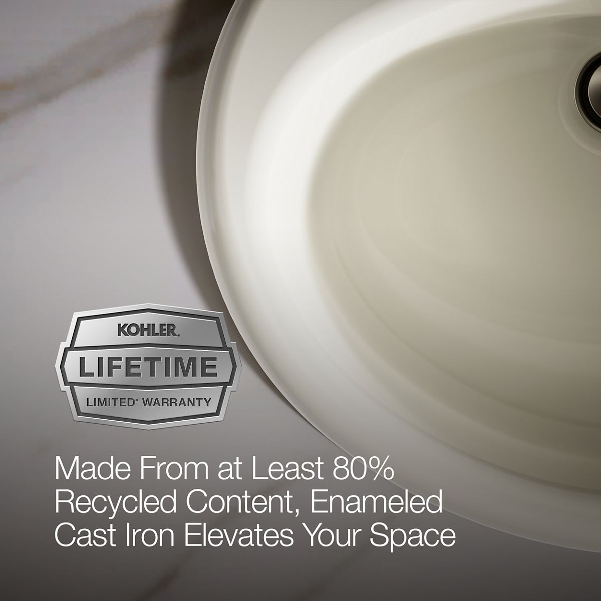 KOHLER Farmington 19-1/4" oval drop-in bathroom sink