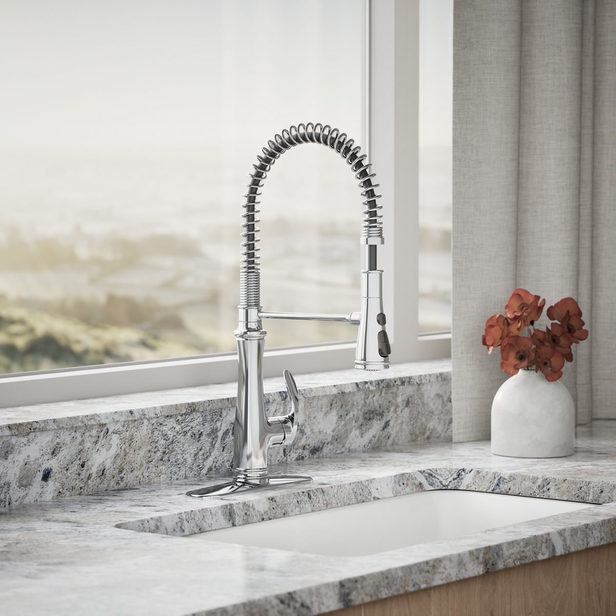 KOHLER K-29106 Bellera Semi-professional kitchen sink faucet with three-function sprayhead