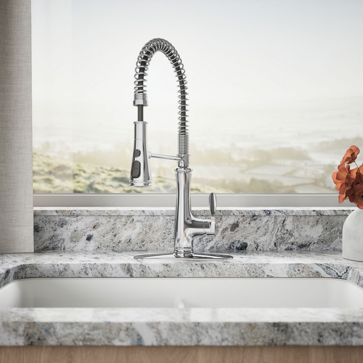 KOHLER K-29106 Bellera Semi-professional kitchen sink faucet with three-function sprayhead