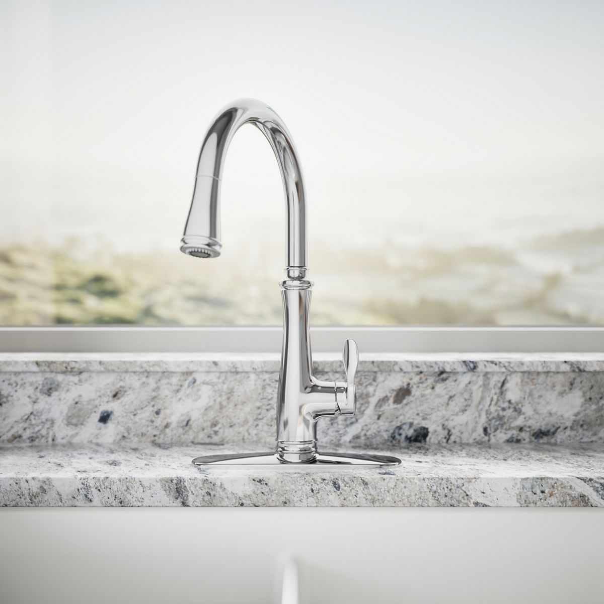 KOHLER K-29108 Bellera Touchless pull-down kitchen sink faucet with three-function sprayhead