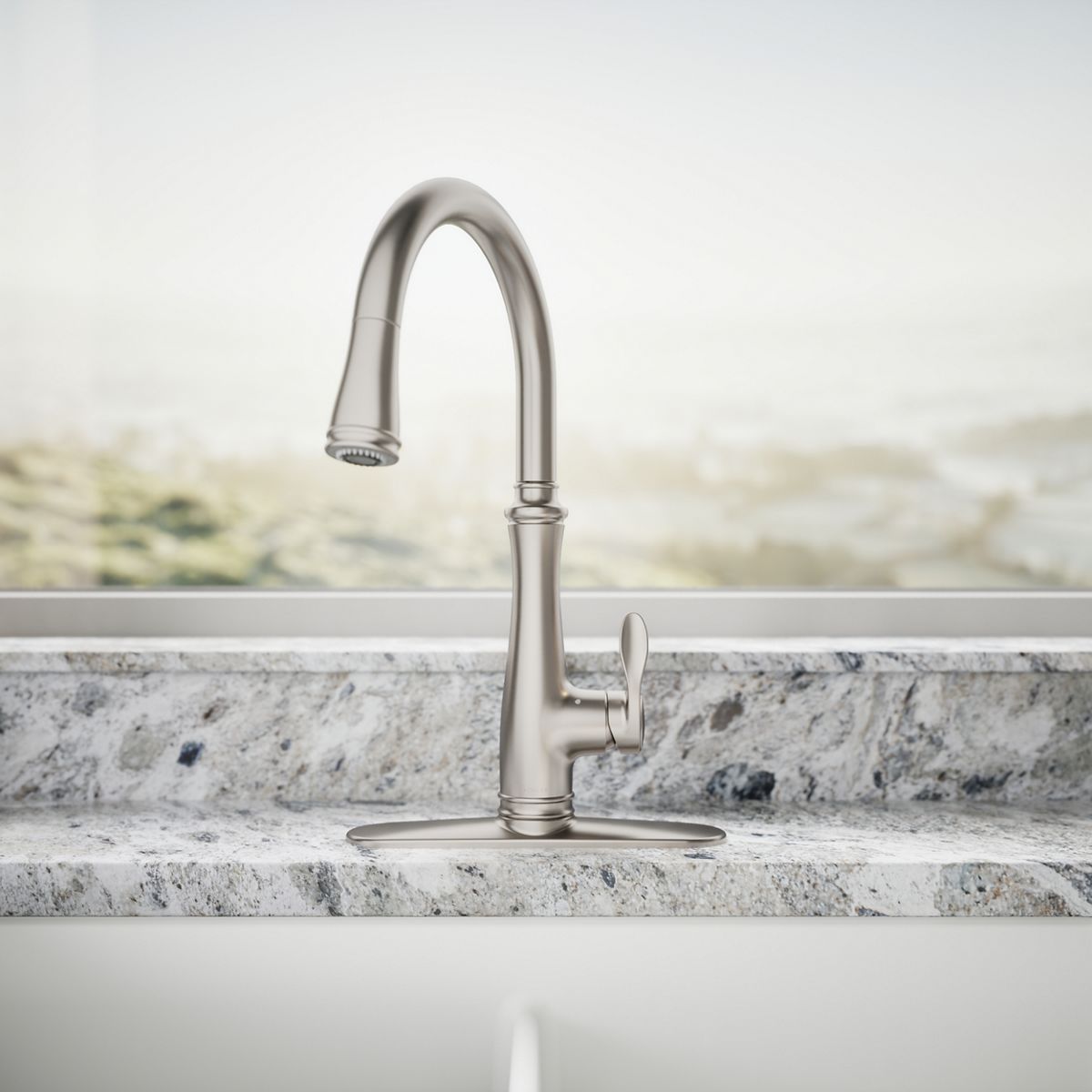 KOHLER K-29108 Bellera Touchless pull-down kitchen sink faucet with three-function sprayhead