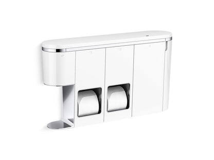 KOHLER K-29154-LWW Clean Haven Hygiene Station with Dual Toilet Paper Dispenser, Left Mount, Polished Chrome - 3/4 view of pr