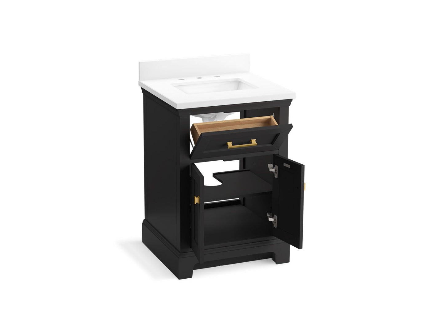 KOHLER K-29259-BD1 Charlemont 24" bathroom vanity cabinet with sink and quartz top