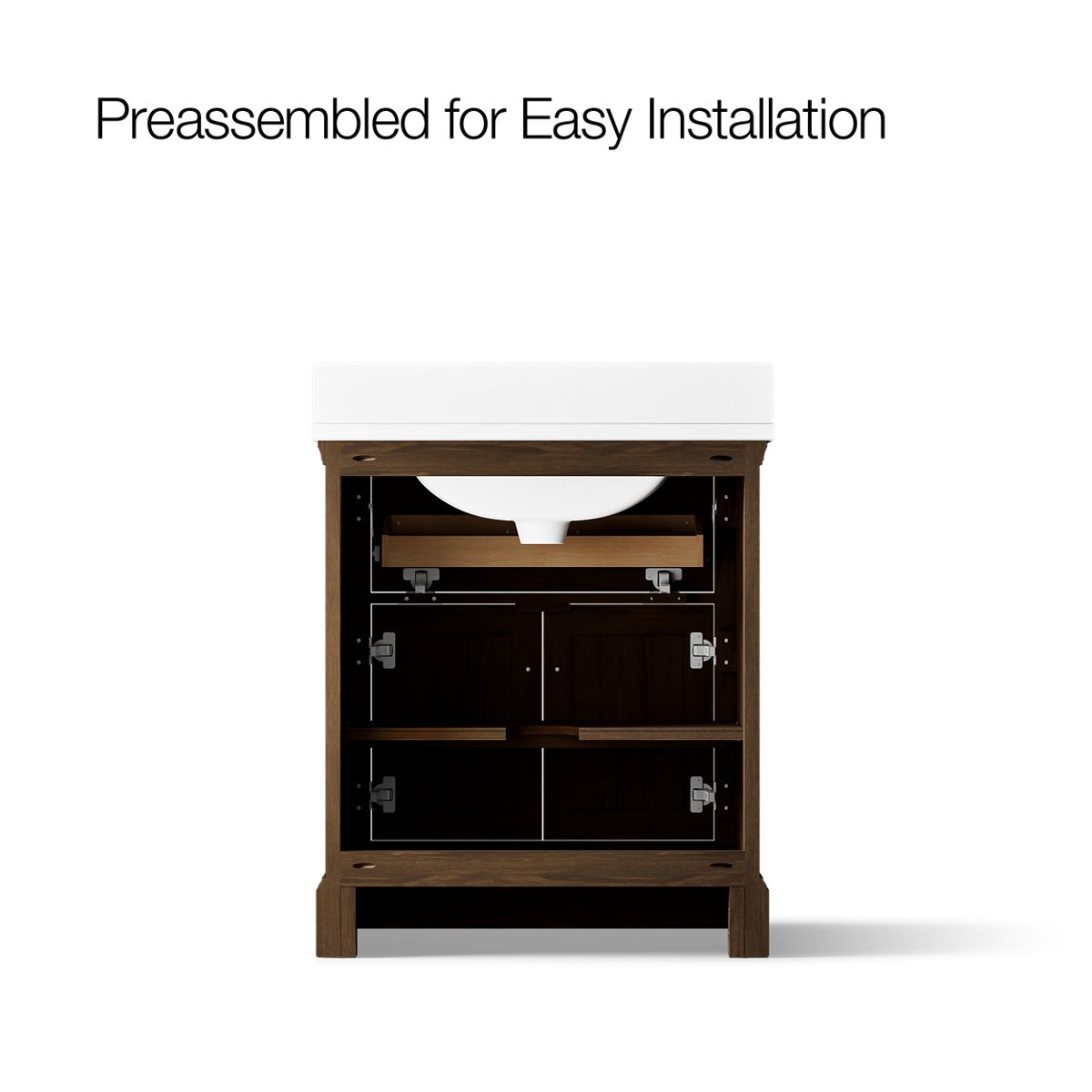 KOHLER K-29260-BD1 Charlemont 30" bathroom vanity cabinet with sink and quartz top