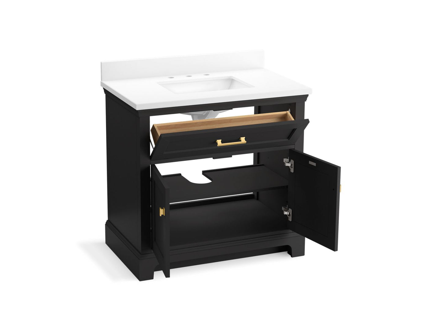 KOHLER K-29261-BD1 Charlemont 36" bathroom vanity cabinet with sink and quartz top