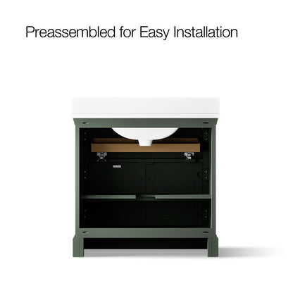 KOHLER K-29261-BD1 Charlemont 36" bathroom vanity cabinet with sink and quartz top