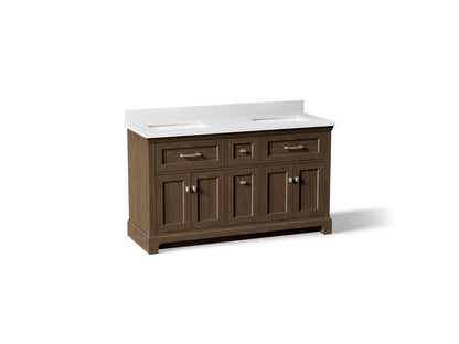 KOHLER K-29263-BD1 Charlemont 60" bathroom vanity cabinet with sinks and quartz top