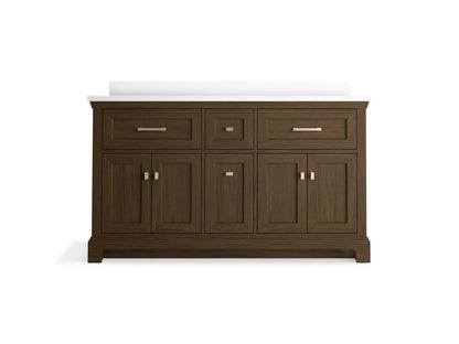 KOHLER K-29263-BD1 Charlemont 60" bathroom vanity cabinet with sinks and quartz top