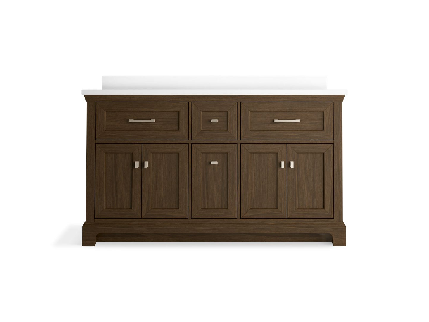 KOHLER K-29263-BD1 Charlemont 60" bathroom vanity cabinet with sinks and quartz top