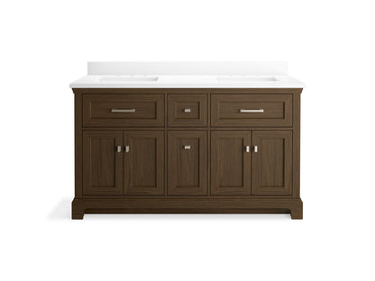 KOHLER K-29263-BD1 Charlemont 60" bathroom vanity cabinet with sinks and quartz top