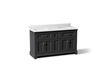 KOHLER K-29263-BD1 Charlemont 60" bathroom vanity cabinet with sinks and quartz top