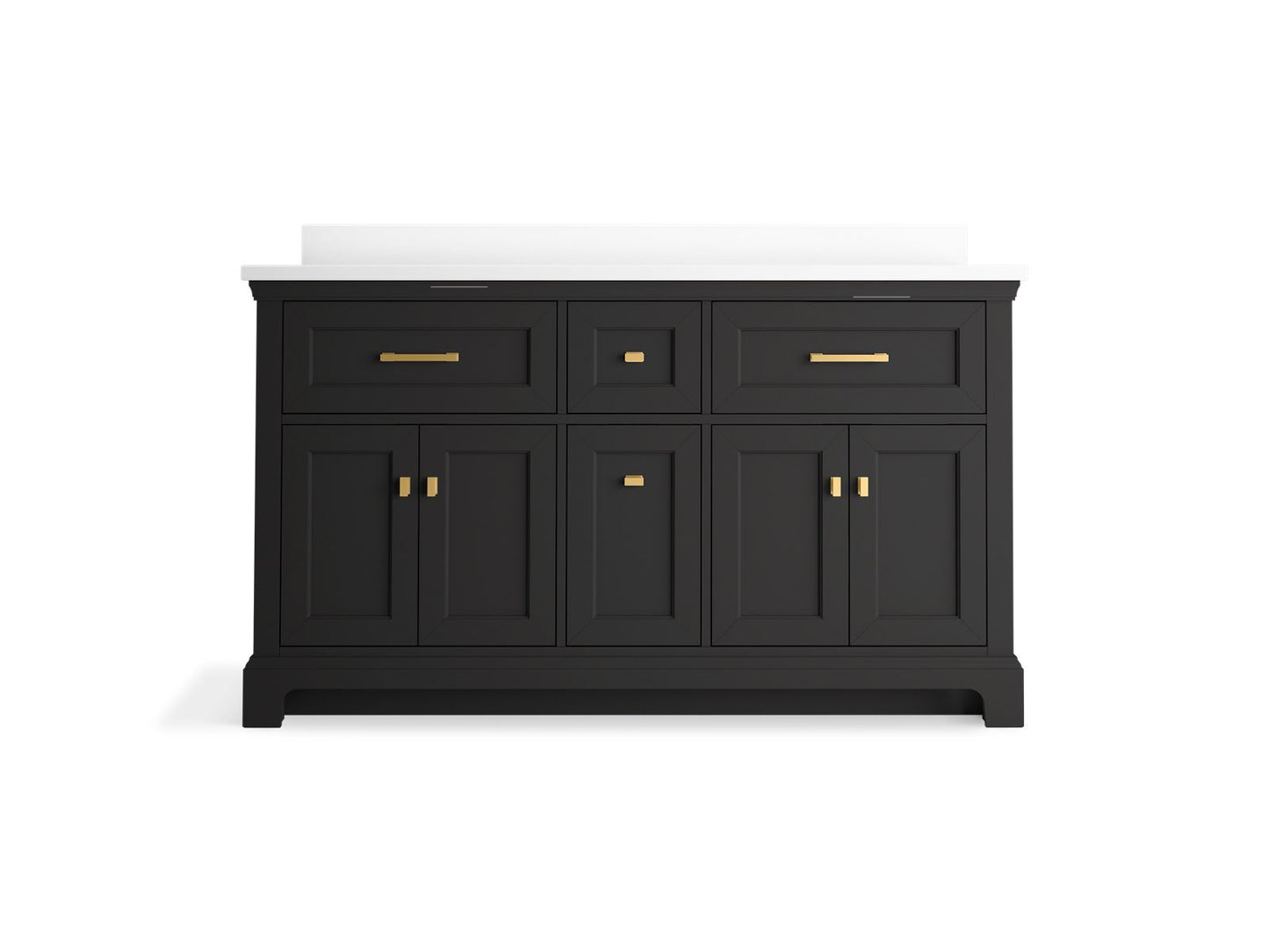 KOHLER K-29263-BD1 Charlemont 60" bathroom vanity cabinet with sinks and quartz top