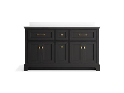 KOHLER K-29263-BD1 Charlemont 60" bathroom vanity cabinet with sinks and quartz top