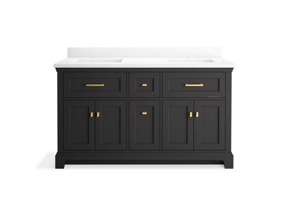 KOHLER K-29263-BD1 Charlemont 60" bathroom vanity cabinet with sinks and quartz top