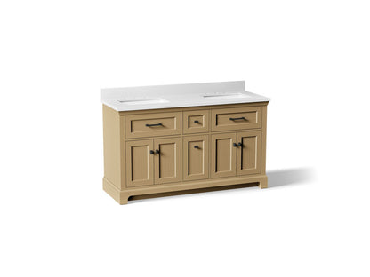 KOHLER K-29263-BD1 Charlemont 60" bathroom vanity cabinet with sinks and quartz top