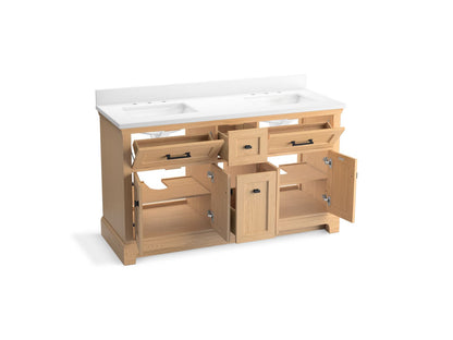 KOHLER K-29263-BD1 Charlemont 60" bathroom vanity cabinet with sinks and quartz top