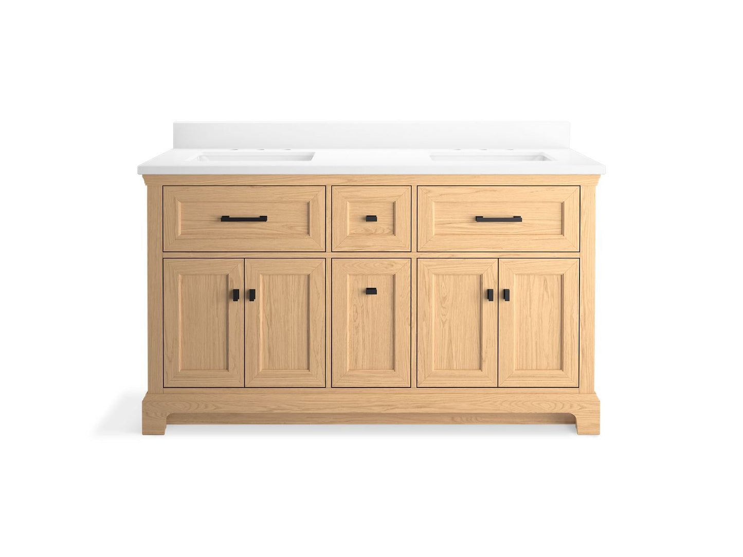 KOHLER K-29263-BD1 Charlemont 60" bathroom vanity cabinet with sinks and quartz top