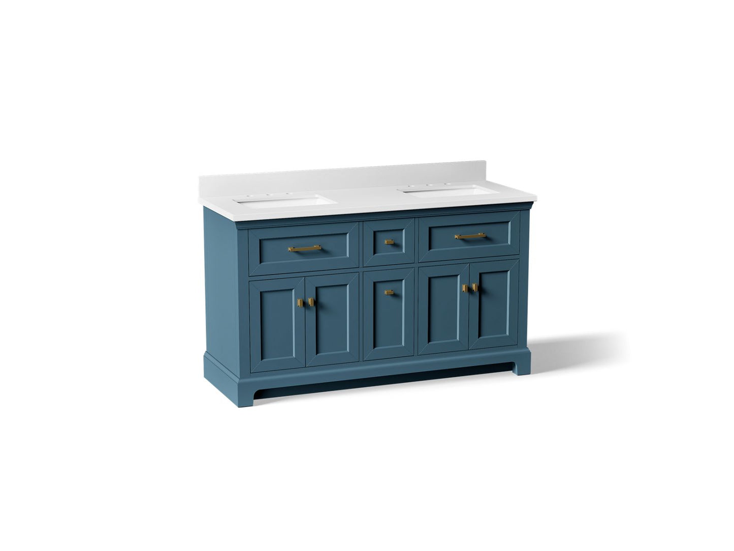 KOHLER K-29263-BD1 Charlemont 60" bathroom vanity cabinet with sinks and quartz top