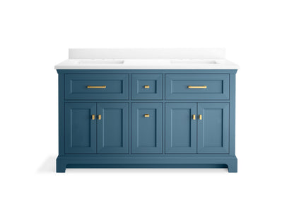 KOHLER K-29263-BD1 Charlemont 60" bathroom vanity cabinet with sinks and quartz top