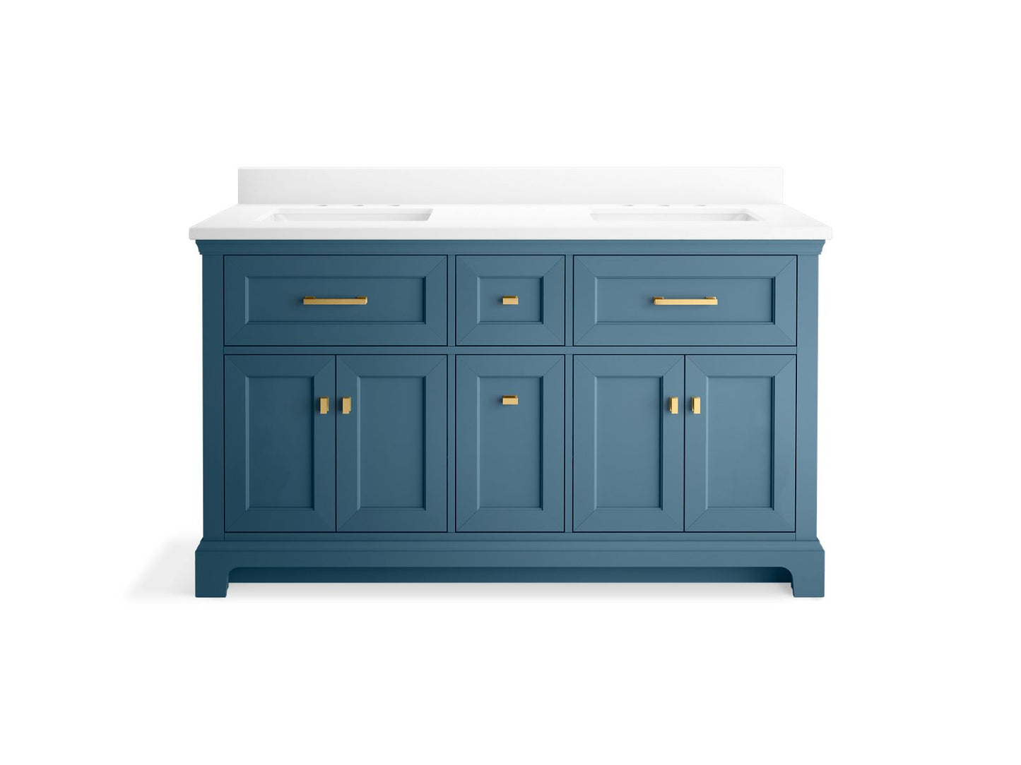 KOHLER K-29263-BD1 Charlemont 60" bathroom vanity cabinet with sinks and quartz top