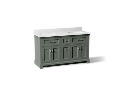 KOHLER K-29263-BD1 Charlemont 60" bathroom vanity cabinet with sinks and quartz top