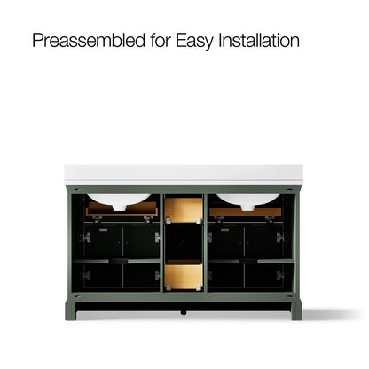 KOHLER K-29263-BD1 Charlemont 60" bathroom vanity cabinet with sinks and quartz top