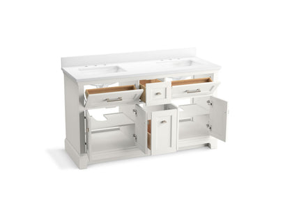 KOHLER K-29263-BD1 Charlemont 60" bathroom vanity cabinet with sinks and quartz top