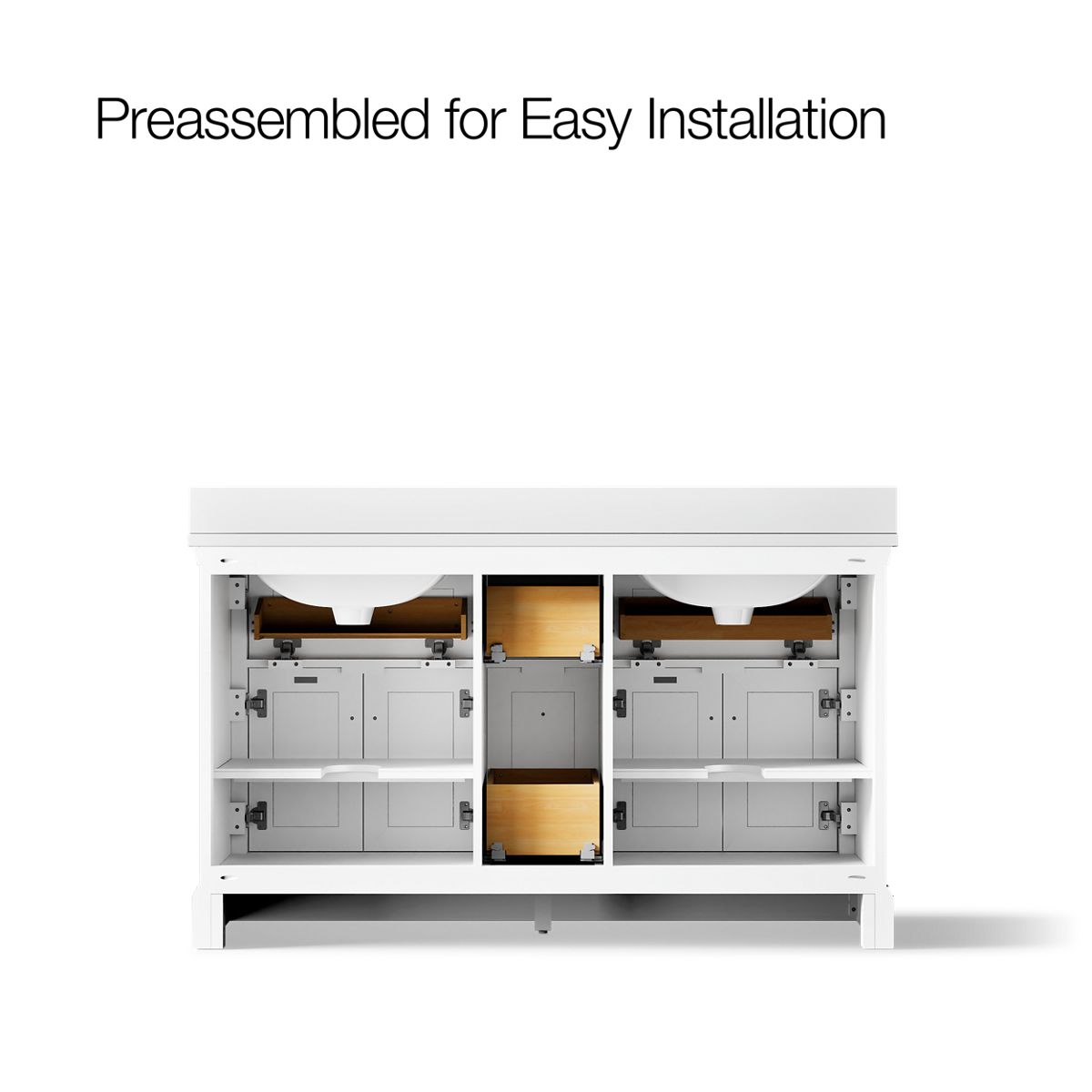 KOHLER K-29263-BD1 Charlemont 60" bathroom vanity cabinet with sinks and quartz top