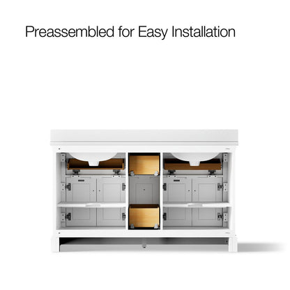 KOHLER K-29263-BD1 Charlemont 60" bathroom vanity cabinet with sinks and quartz top